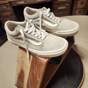 Vans Old Skool Off The Wall Gray Taupe Suede Canvas Low Tops 7.5 Mens 9 Womens